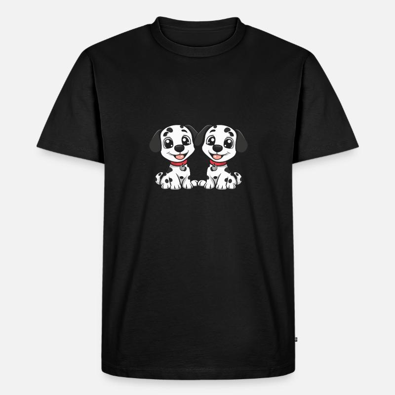 Dalmatiner Hund Comic - Männer Premium Bio T-Shirt - Schwarz