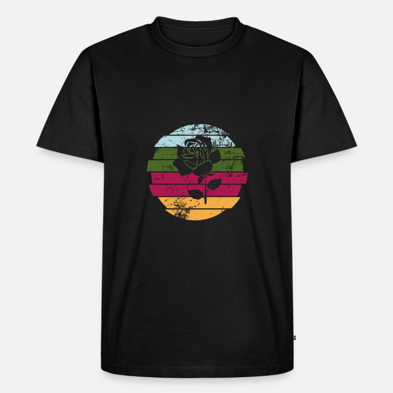 Rose - Männer Premium Bio T-Shirt - Schwarz
