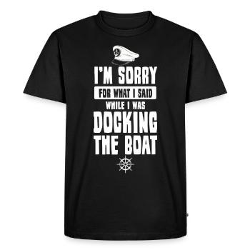 Funny saying boat captain skipper - Men's Premium Organic T-Shirt - black - Front - Nico (187cm)
