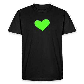 Idée cadeau coeur vert - T-shirt Premium bio Homme - noir - Devant - Nico (187cm)