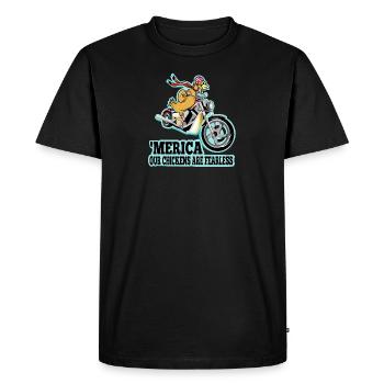 Chicken riding a motorbike - T-shirt Premium bio Homme - noir - Devant - Nico (187cm)