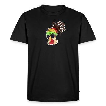 Chicken animal chickens gift · Rasta chicken - Men's Premium Organic T-Shirt - black - Front - Nico (187cm)