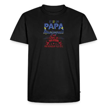 papa réunionnais créole ile de la réunion 974 - T-shirt Premium bio Homme - noir - Devant - Nico (187cm)