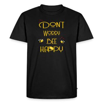 Don't worry bee happy gelb - Männer Premium Bio T-Shirt - Schwarz - Vorne - Nico (187cm)