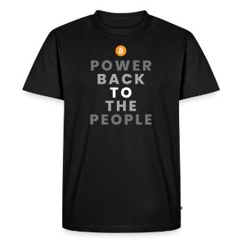 Power back to the People (Bitcoin, Crypto) - Men's Premium Organic T-Shirt - black - Front - Nico (187cm)