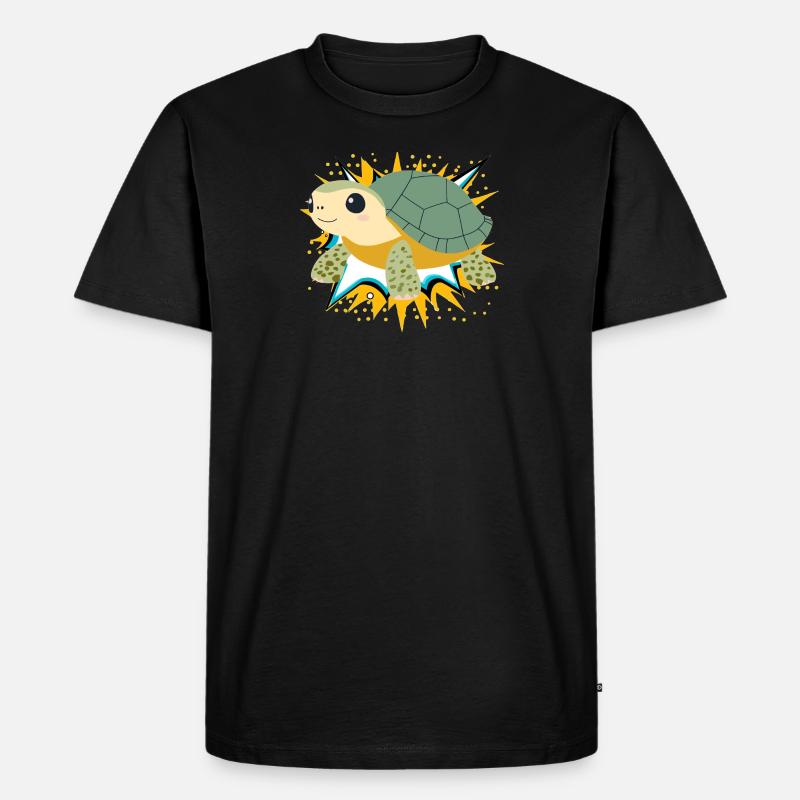 Turtle Uralt - Männer Premium Bio T-Shirt - Schwarz