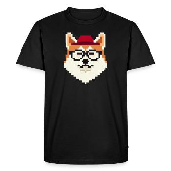 Akita Inu Pixel Art Dog Lover Shiba - Men's Premium Organic T-Shirt - black - Front - Nico (187cm)