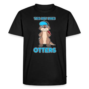 Boy Likes Otters Cool Quote Sea Otter Forest - T-shirt Premium bio Homme - noir - Devant - Nico (187cm)