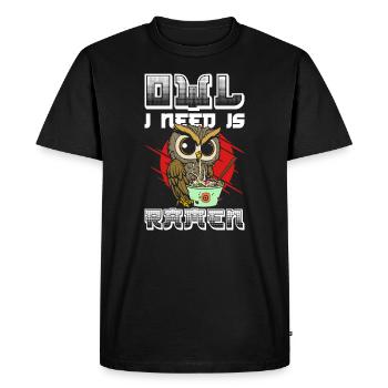 Chouette mangeant des ramen, nourriture japonaise, - T-shirt Premium bio Homme - noir - Devant - Nico (187cm)