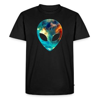 Alien, Head, Emoji, Galaxy Style - Men's Premium Organic T-Shirt - black - Front - Nico (187cm)