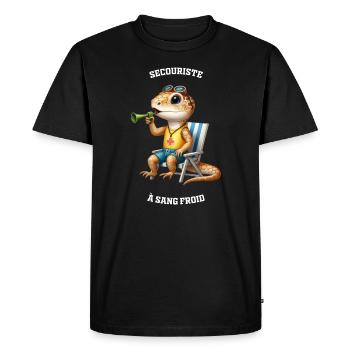 Lézard Secouriste - Collection métiers - T-shirt Premium bio Homme - noir - Devant - Nico (187cm)