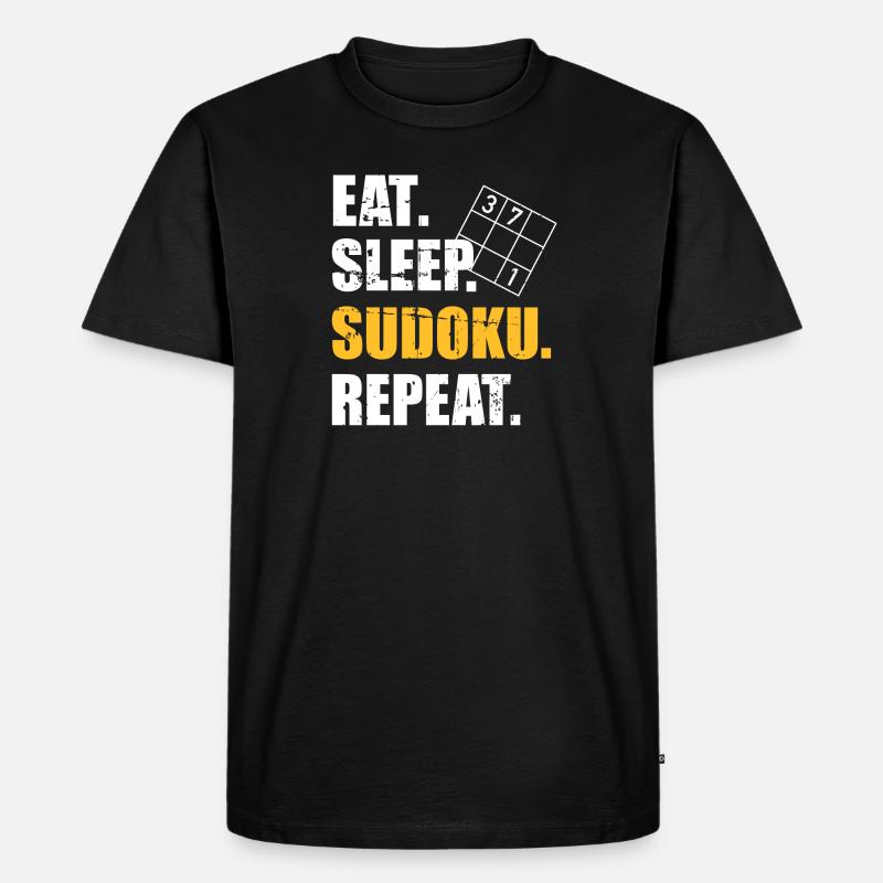 Sudoku - Männer Premium Bio T-Shirt - Schwarz