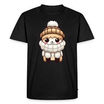 Alpaca Winter Llama Comic Cute - Men's Premium Organic T-Shirt - black - Front - Nico (187cm)