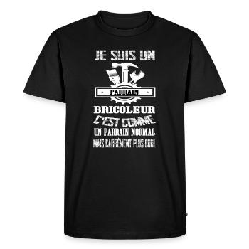 Maillot parrain bricoleur humour cadeau homme - T-shirt Premium bio Homme - noir - Devant - Nico (187cm)