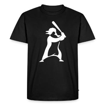 Pingouin Joueur De Baseball Silhouette Minimaliste - T-shirt Premium bio Homme - noir - Devant - Nico (187cm)