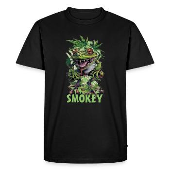 Cannabis THC Chanvre Grenouille Smokey - T-shirt Premium bio Homme - noir - Devant - Nico (187cm)