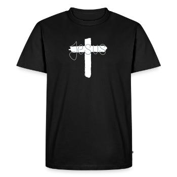 Jésus - T-shirt Premium bio Homme - noir - Devant - Nico (187cm)