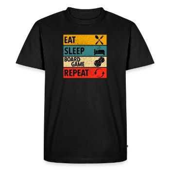 Eat sleep boardgame repeat - Men's Premium Organic T-Shirt - black - Front - Nico (187cm)