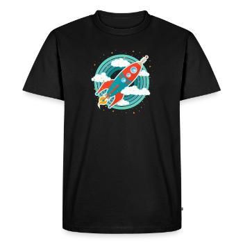 Retro Rakete (Kreise) - Männer Premium Bio T-Shirt - Schwarz - Vorne - Nico (187cm)