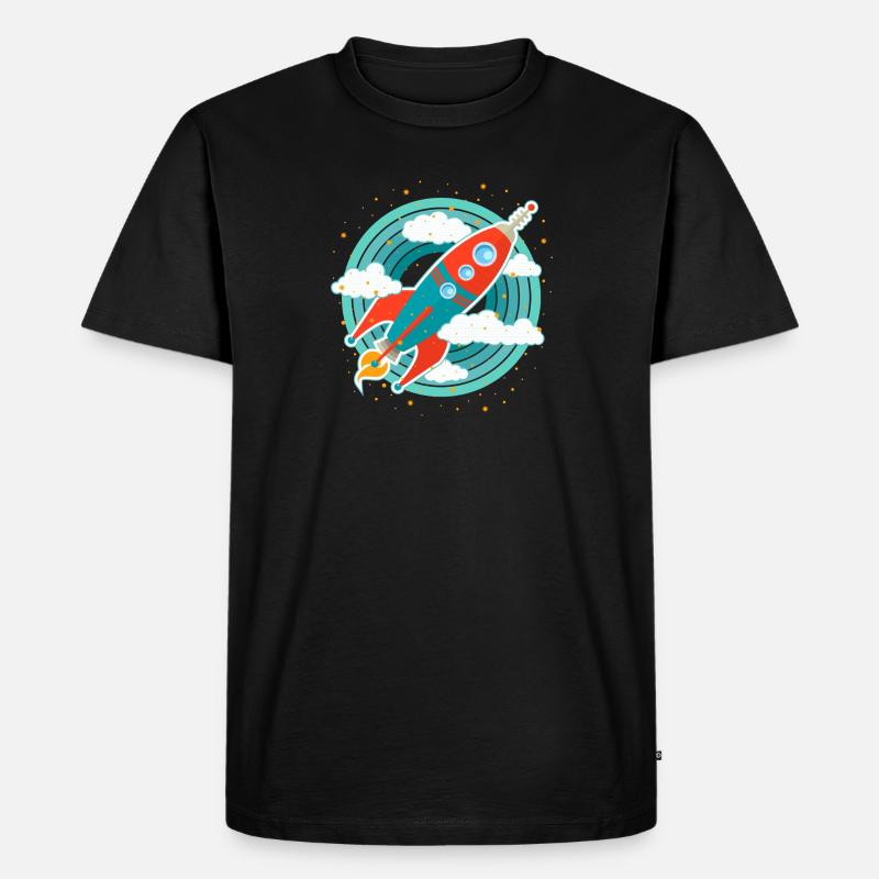 Retro Rakete (Kreise) - Männer Premium Bio T-Shirt - Schwarz