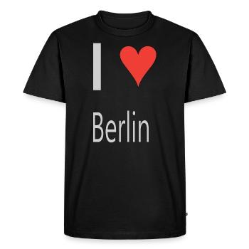 J’adore le lettrage gris Berlin Design Heart - T-shirt Premium bio Homme - noir - Devant - Nico (187cm)