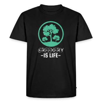 Le vert est la vie – Logo du cercle d’arbre - T-shirt Premium bio Homme - noir - Devant - Nico (187cm)