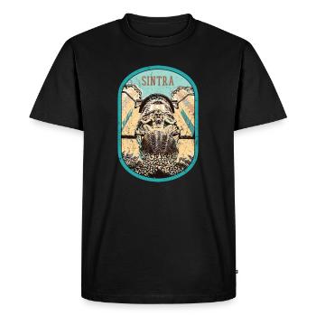 Illustration Entrée Palais Pena, Sintra, Portugal - T-shirt Premium bio Homme - noir - Devant - Nico (187cm)