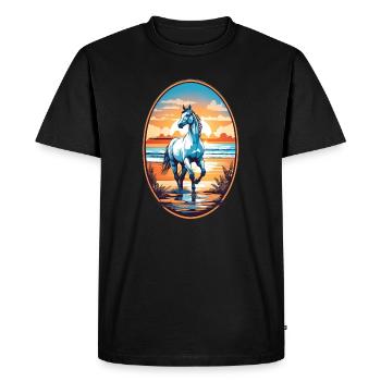 Cheval sur la plage - T-shirt Premium bio Homme - noir - Devant - Nico (187cm)
