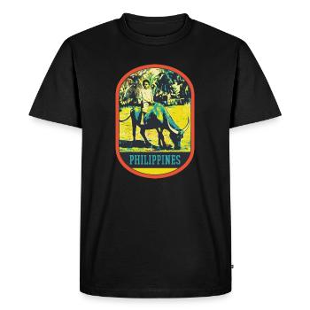 Enfant et Buffle des Rizières aux Philippines - T-shirt Premium bio Homme - noir - Devant - Nico (187cm)