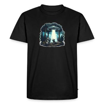 Raccoons and aliens - Men's Premium Organic T-Shirt - black - Front - Nico (187cm)