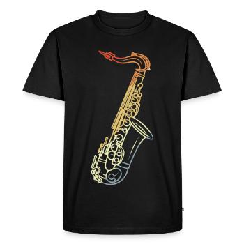 Saxophone Line Art Rétro - T-shirt Premium bio Homme - noir - Devant - Nico (187cm)
