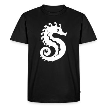 Hippocampe | lettre S | blanc Vecteur - T-shirt Premium bio Homme - noir - Devant - Nico (187cm)