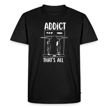 Addict au café  - T-shirt Premium bio Homme - noir - Devant - Nico (187cm)
