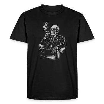Noir Squelette en costume smoking - T-shirt Premium bio Homme - noir - Devant - Nico (187cm)