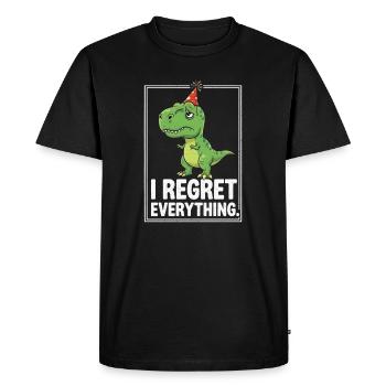 Dino Party Hat I Regret Everything - Men's Premium Organic T-Shirt - black - Front - Nico (187cm)