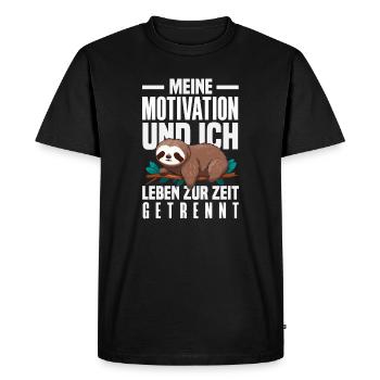 Ma motivation et moi - Paresseux séparé - T-shirt Premium bio Homme - noir - Devant - Nico (187cm)