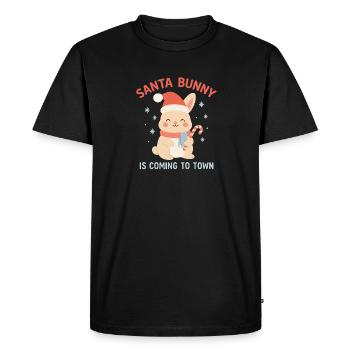 Le lapin du Père Noël arrive en ville - Lapin de Noël - T-shirt Premium bio Homme - noir - Devant - Nico (187cm)