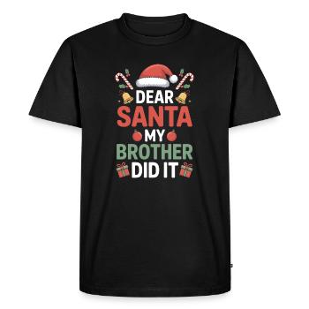 Cher Père Noël, mon frère l’a fait. - T-shirt Premium bio Homme - noir - Devant - Nico (187cm)