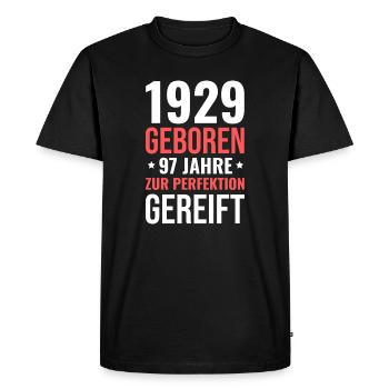 1929 Born – 97 years matured to perfection - Men's Premium Organic T-Shirt - black - Front - Nico (187cm)