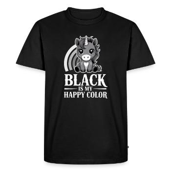 Black Is My Happy Color Unicorn - Men's Premium Organic T-Shirt - black - Front - Nico (187cm)