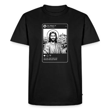 Selfie officiel de JC - Mème drôle sur les réseaux sociaux de Jésus - T-shirt Premium bio Homme - noir - Devant - Nico (187cm)