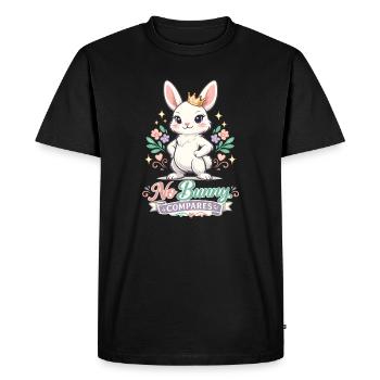 Cute Easter bunny with colorful egg and lettering - Men's Premium Organic T-Shirt - black - Front - Nico (187cm)