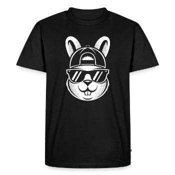 Un lapin cool avec lunettes de soleil et casquette style street - T-shirt Premium bio Homme - noir - Devant - Nico (187cm)