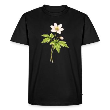 Wood anemone spring flower illustration - Men's Premium Organic T-Shirt - black - Front - Nico (187cm)