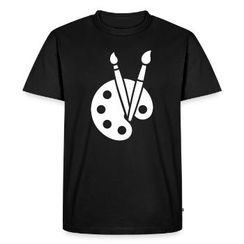 Peinture, palette de couleurs, pinceau, icône artistique - T-shirt Premium bio Homme - noir - Devant - Nico (187cm)