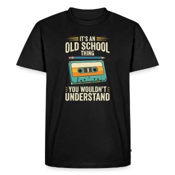 Old School Cassette Design – Retro Mixtape - Men's Premium Organic T-Shirt - black - Front - Nico (187cm)