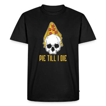 Pie Till I Die - Pizza Skull Saying Design - Men's Premium Organic T-Shirt - black - Front - Nico (187cm)