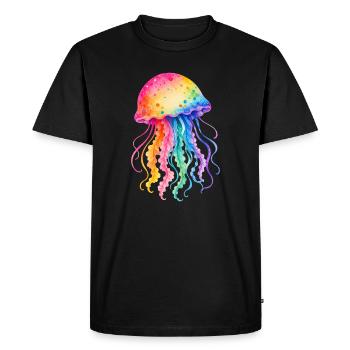Colorful Jellyfish Watercolor Illustration - Men's Premium Organic T-Shirt - black - Front - Nico (187cm)