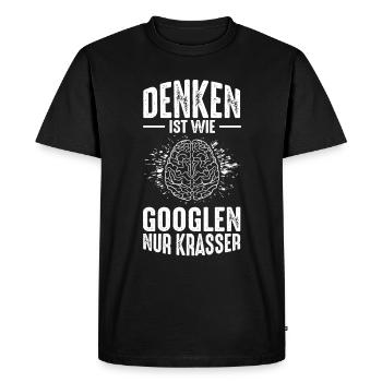Penser, c’est comme chercher sur Google seulement des informations cérébrales grossières. - T-shirt Premium bio Homme - noir - Devant - Nico (187cm)