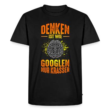 Penser, c’est comme chercher sur Google, juste un dicton drôle flagrant - T-shirt Premium bio Homme - noir - Devant - Nico (187cm)